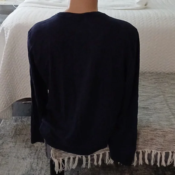 Lacoste Live Paris rare crewneck long sleeve navy tshirt 6 M/L - Picture 13 of 15